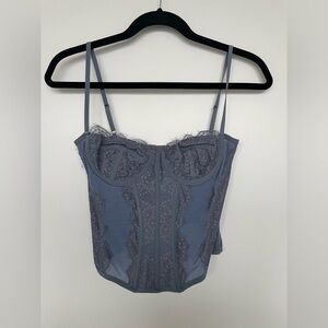 Urban outfitters Lace Trim Corset Top in slate blue